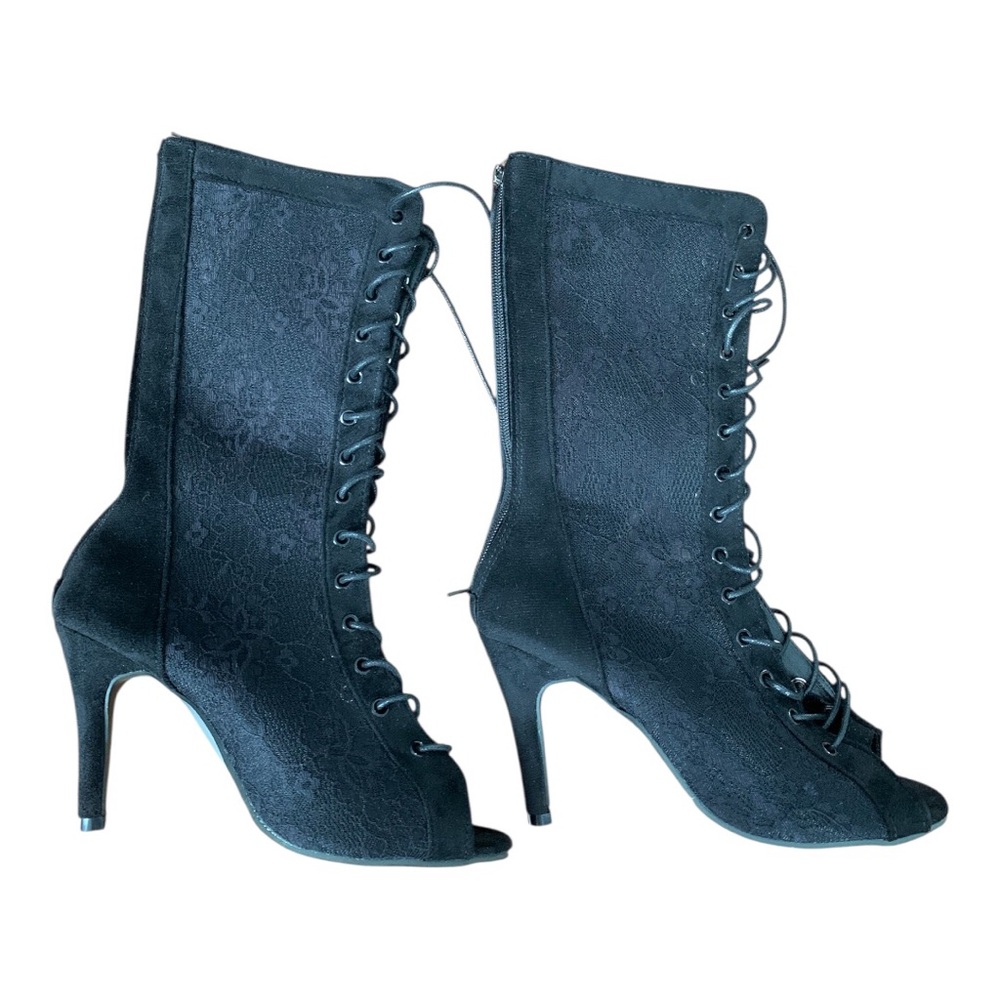 Mesh Cutout Lace-Up Peep Toe High Heel Ankle Boots Summer 2026, Women Shoes. - Picture 9 of 15